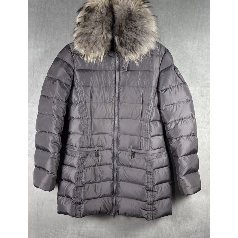 ADD Women's Jacket US 6 Goose Down Raccoon Fur Hood Quilted Puffer Coat